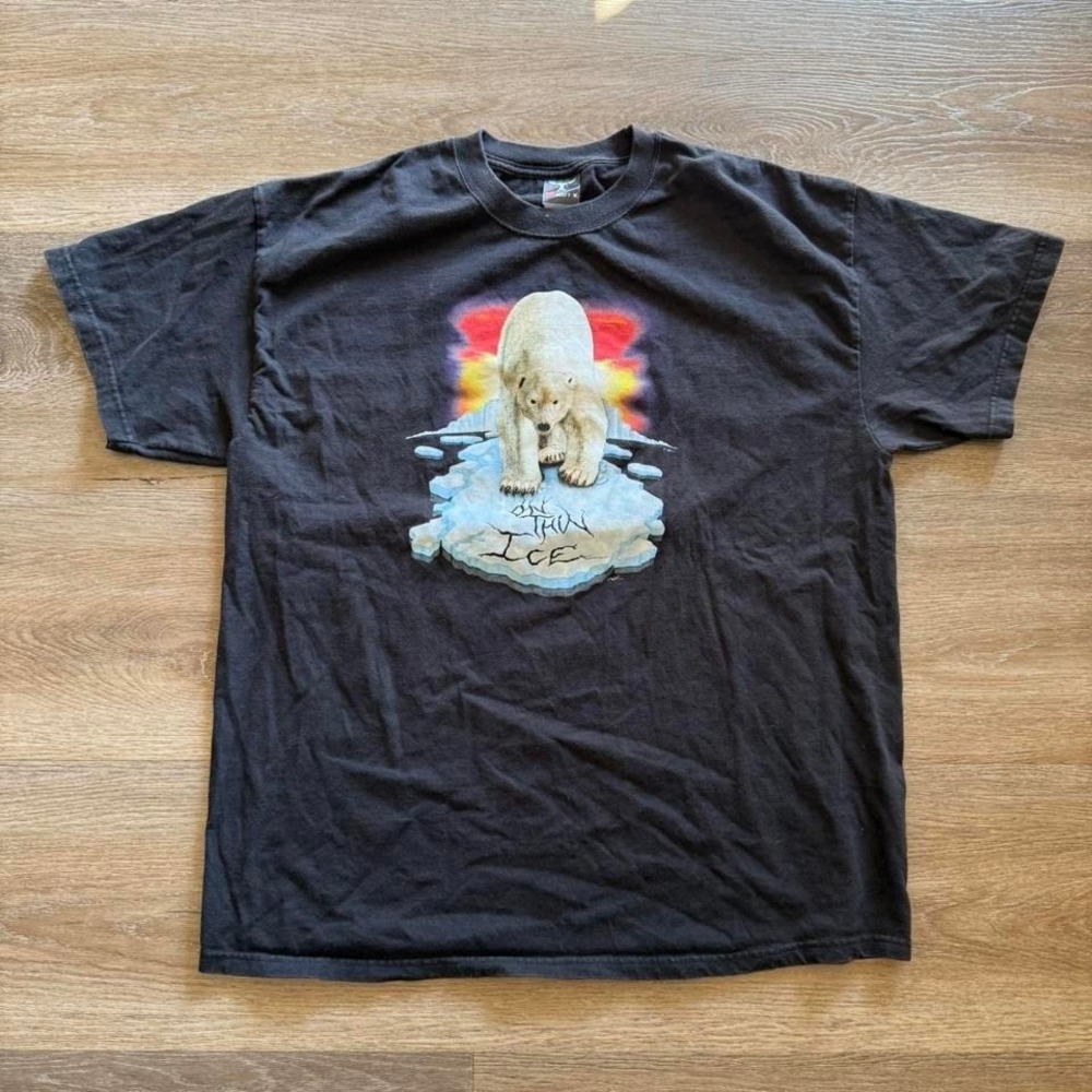 Vintage Polar Bear Extinction Awareness Nature‎ Tee Size L